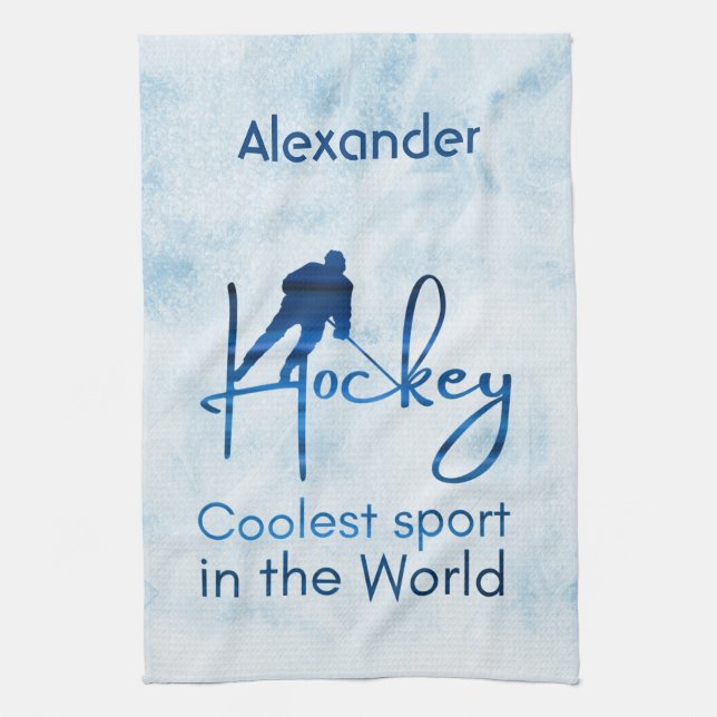 Hockey skate towel coolest sport blue (Vertical)