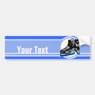 Hockey Skates; Blue Bumper Sticker