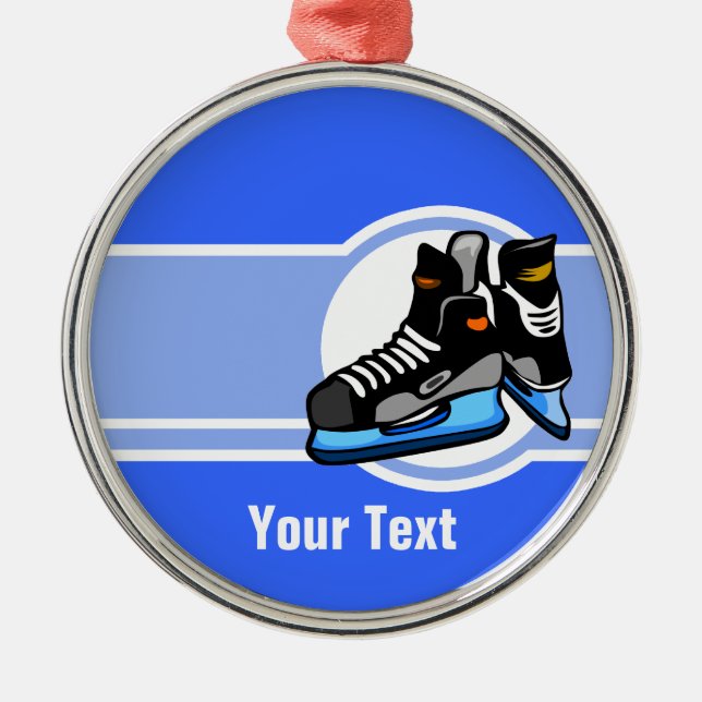 Hockey Skates; Blue Metal Tree Decoration (Front)