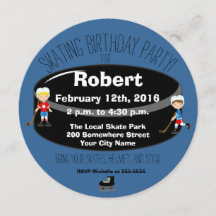 Hockey Skating Birthday Party Circle Invite