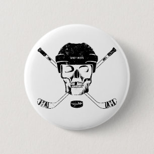 Hockey Skull and Crossed Sticks Flare 6 Cm Round Badge