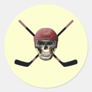 Hockey Skull Helm Classic Round Sticker