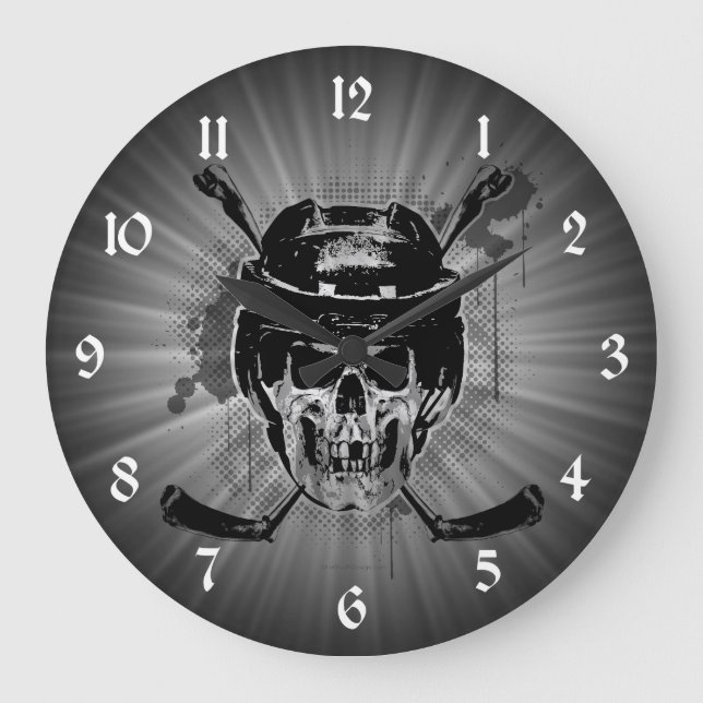 Hockey Skull Large Clock (Front)