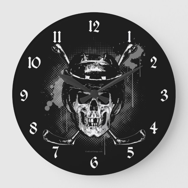 Hockey Skull Large Clock (Front)