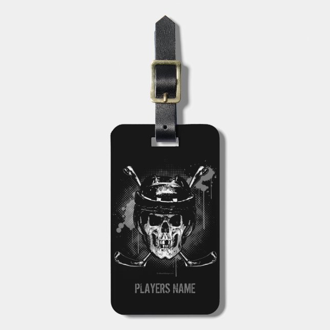 Hockey Skull Luggage Tag (Front Vertical)