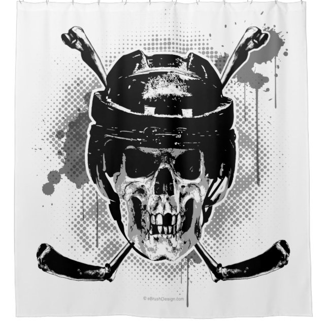 Hockey Skull Shower Curtain (Front)