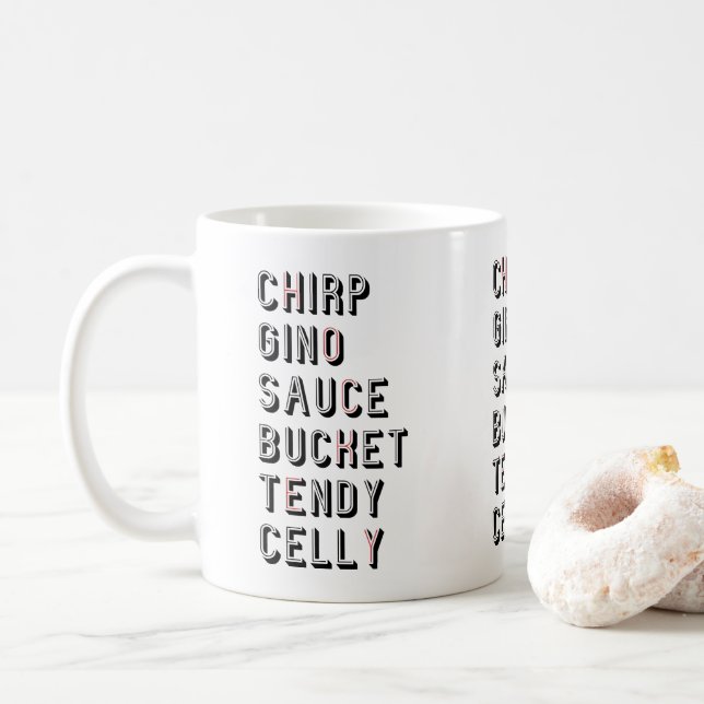 Hockey Slang - Chirp Gino Sauce Bucket Tendy Celly Coffee Mug (With Donut)