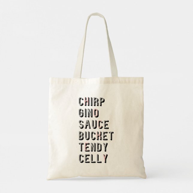 Hockey Slang - Chirp Gino Sauce Bucket Tendy Celly Tote Bag (Back)