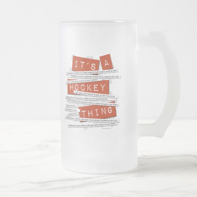 Hockey Slang Frosted Glass Beer Mug (Right)