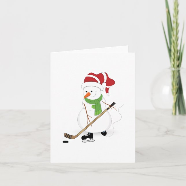 Hockey Snowman Christmas Card (Front)