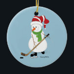 Hockey Snowman Christmas Ornament<br><div class="desc">Snowman playing hockey Christmas ornament.</div>