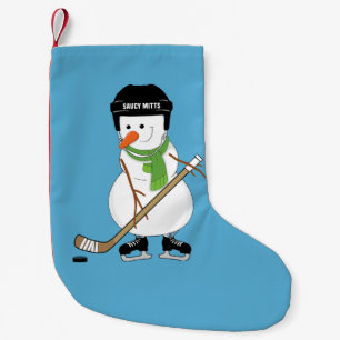 Hockey Snowman Hockey Stick and Skates Christmas Small Christmas Stocking
