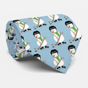 Hockey Snowman Player Tie