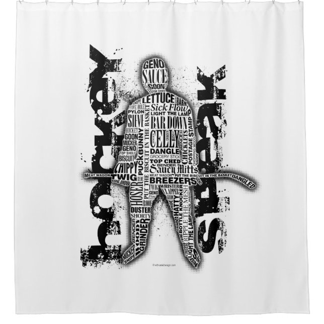 Hockey Speak Shower Curtain (Front)