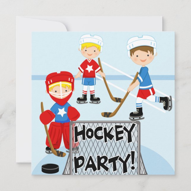 Hockey Sports Party Custom Birthday Invitations (Front)
