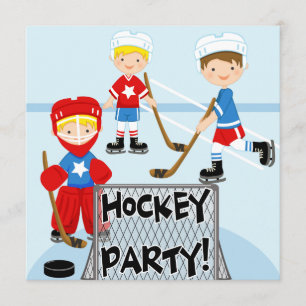 Hockey Sports Party Custom Birthday Invitations