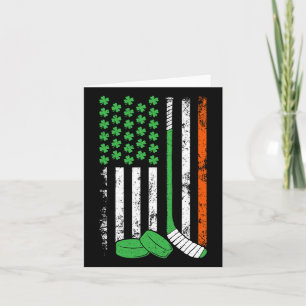 Hockey St Patricks Day American Flag Shamrock Iris Card
