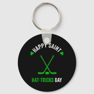 Hockey St Patricks Day Boys Men Shamrock Hockey Key Ring