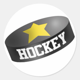 Hockey Star Puck Classic Round Sticker