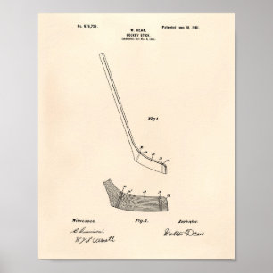 Hockey Stick 1901 Patent Art - Old Peper Poster