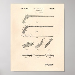 Hockey Stick 1935 Patent Art - Old Peper Poster