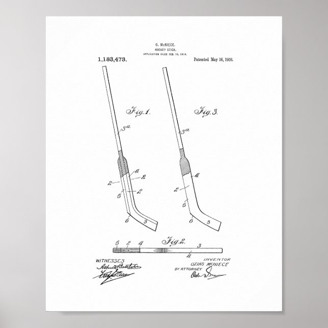 Hockey stick Patent Poster (Front)