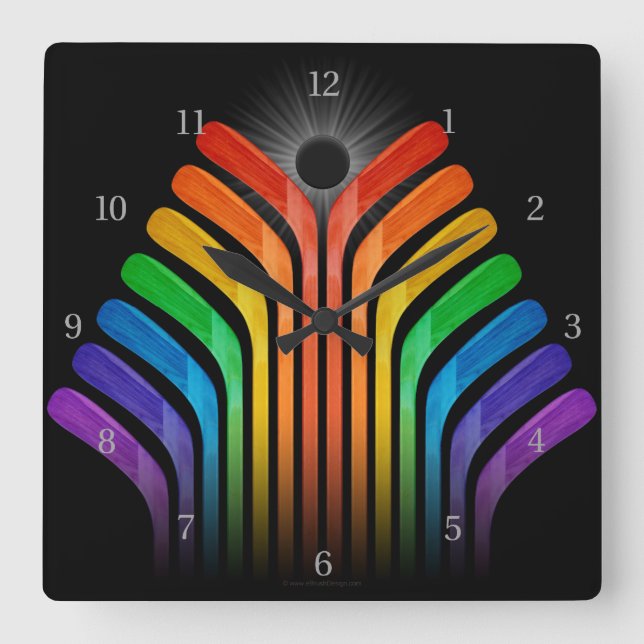 Hockey Stick Spectrum Square Wall Clock (Front)