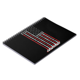Hockey Stick USA Flag Faded Hockey Player Notebook