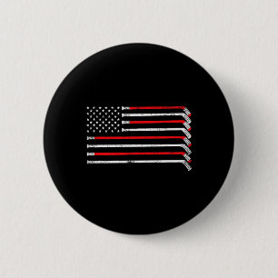 Hockey Stick Usa Flag Faded Hockey Player Women Ki 6 Cm Round Badge