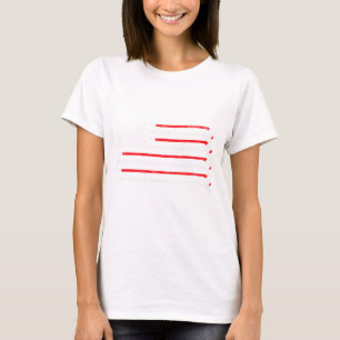 Hockey Stick Usa Flag Faded Hockey Player Women Ki T-Shirt