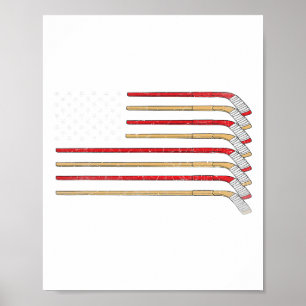 Hockey Stick Usa Flag Ice Hockey Boys Hockey Playe Poster