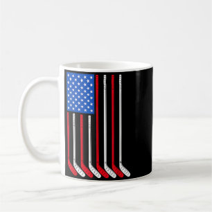Hockey Stick Usa Flag Patriotic Player Ice Sport Coffee Mug