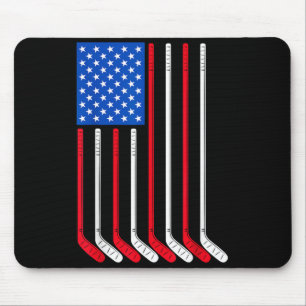 Hockey Stick Usa Flag Patriotic Player Ice Sport Mouse Mat