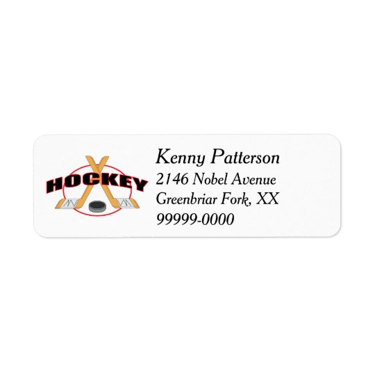 Hockey Sticks and Puck 4 Line Return Address Label