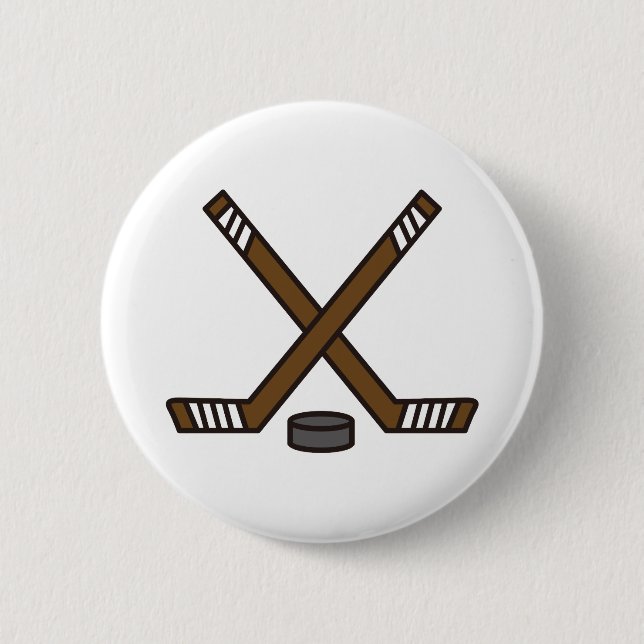 Hockey Sticks and Puck 6 Cm Round Badge (Front)