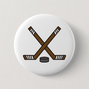 Hockey Sticks and Puck 6 Cm Round Badge