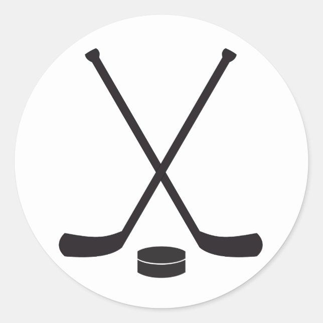 Hockey Sticks and Puck Classic Round Sticker (Front)