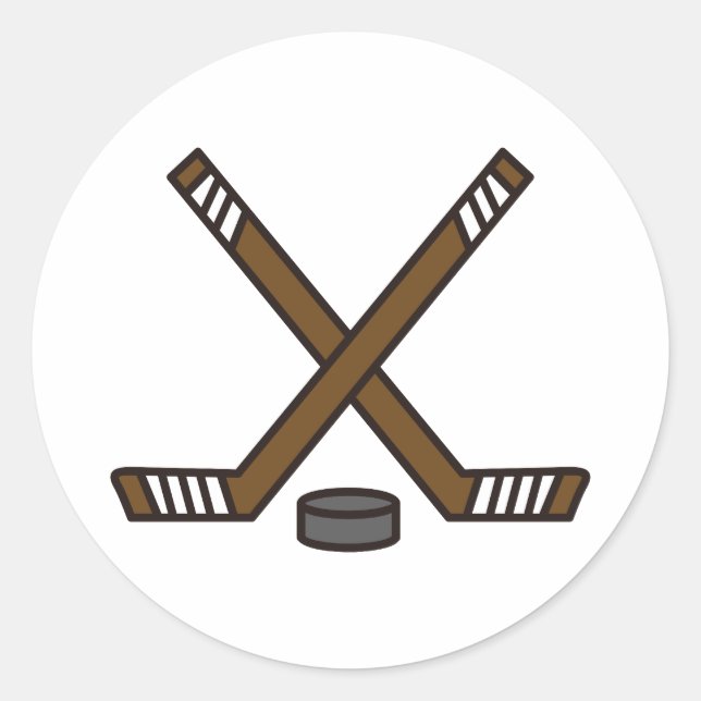 Hockey Sticks and Puck Classic Round Sticker (Front)