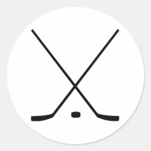Hockey Sticks And Puck Classic Round Sticker