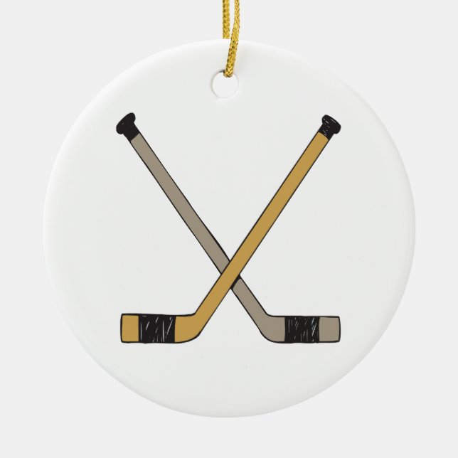 Hockey Sticks Ceramic Tree Decoration (Front)
