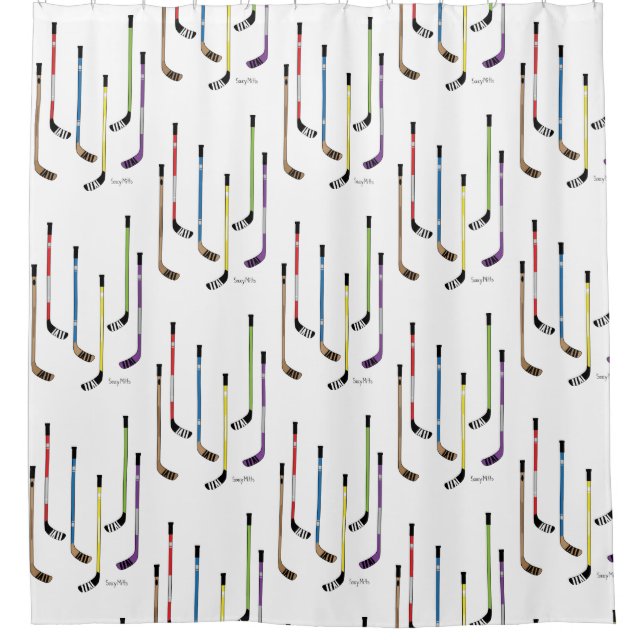 Hockey Sticks Colourful Shower Curtain (Front)