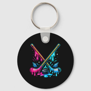 Hockey Sticks Ice Cream Drip Ice Hockey Dripping M Key Ring