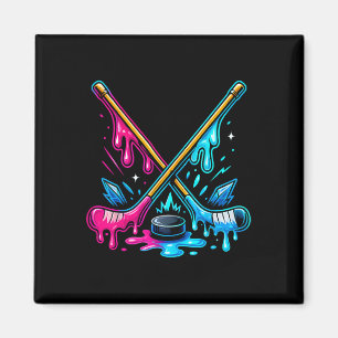 Hockey Sticks Ice Cream Drip Ice Hockey Dripping M Magnet