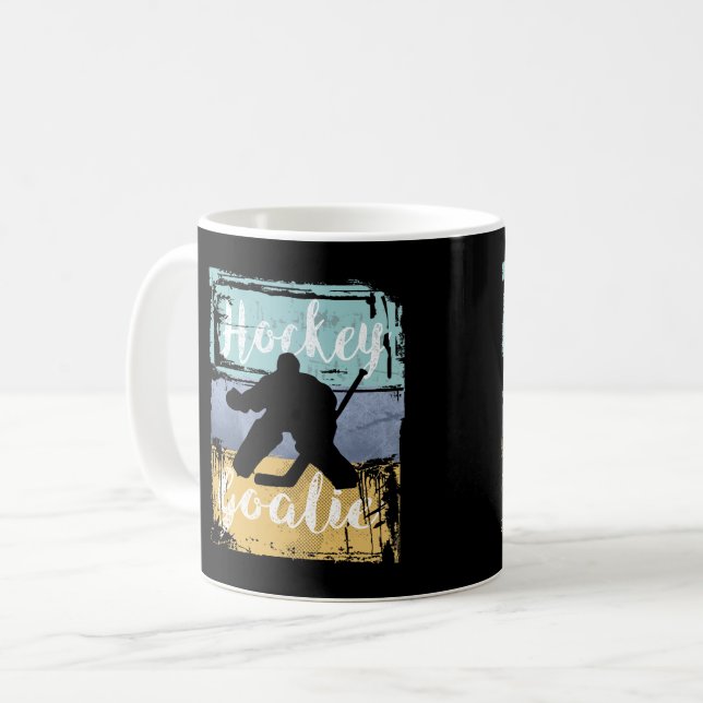 Hockey Tee - Vintage Retro Hockey Goalie Coffee Mug (Front Left)