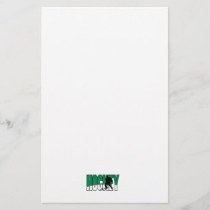 hockey text green stationery