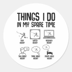 Hockey Things I Do In My Spare Time Ice Hockey Kid Classic Round Sticker