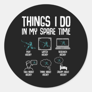 Hockey Things I Do In My Spare Time Ice Hockey Kid Classic Round Sticker
