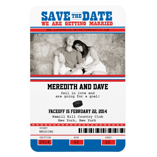 Hockey Ticket Photo Save the Date Magnet (Vertical)