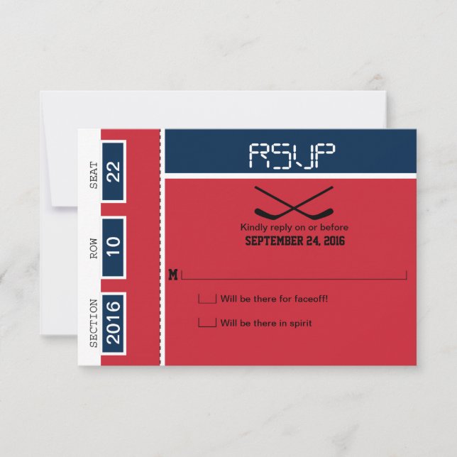Hockey Ticket Wedding RSVP (Front)