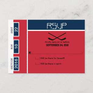 Hockey Ticket Wedding RSVP Card
